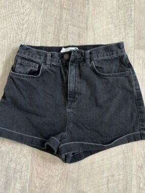 Topshop Moto Black High-Waist Denim Shorts with Cuff size 30”